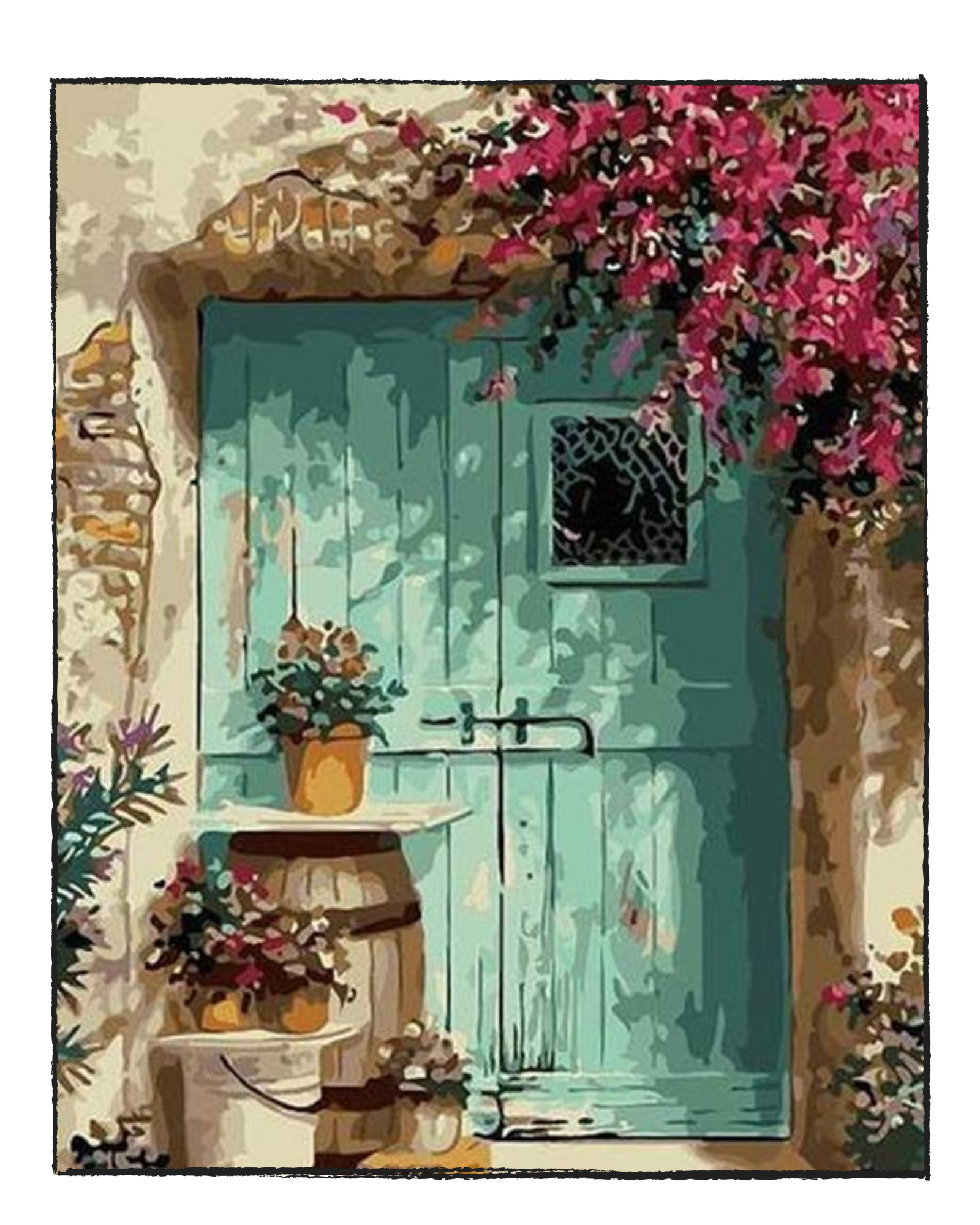Flowers Decorate Door of The House Flowers Paint By Numbers