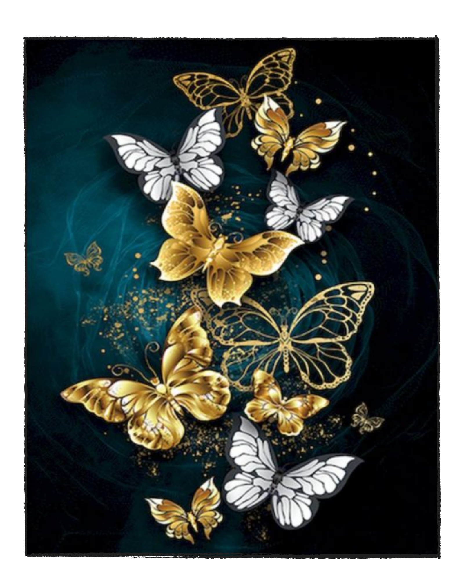 Gold Butterflies Paint By Numbers - PBN Canvas