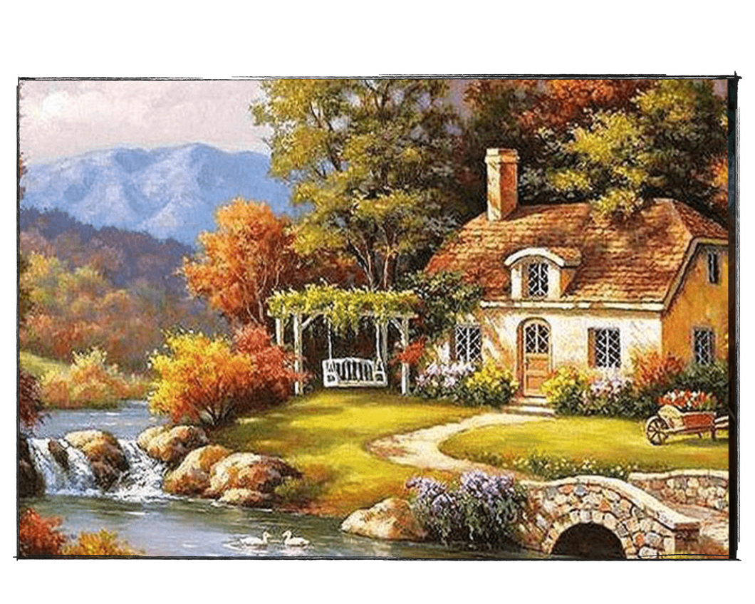 Cottage By the River - DIY Paint by Numbers