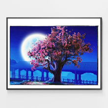 Load image into Gallery viewer, Cherry Blossoms Tree by Moonlight - DIY Paint by Numbers
