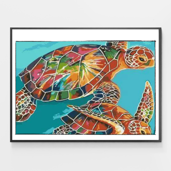 Colorful Turtle Couple - DIY Paint by Numbers